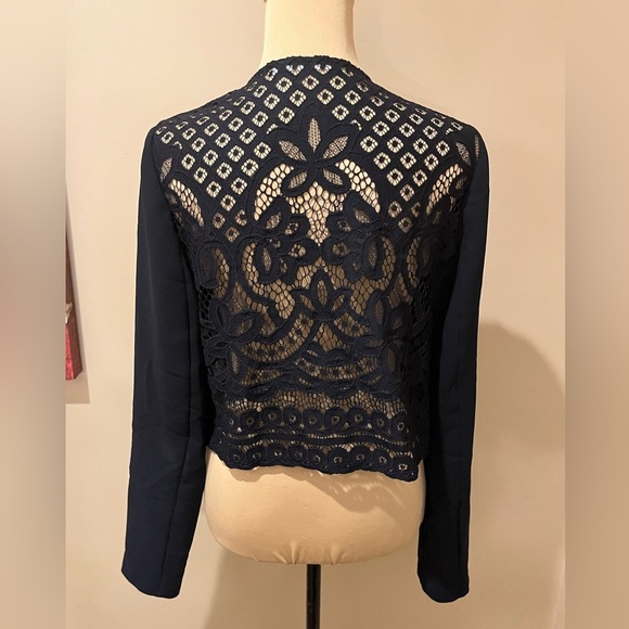 Anthropologie Bailey 44 Womens Cascara Draped Lace Back Blazer, size Large - Picture 3 of 6